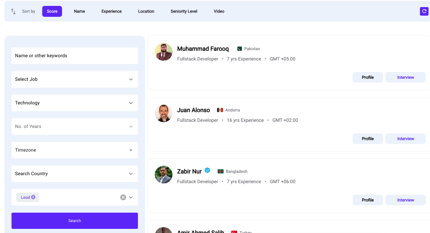 Talent Search and AI matching